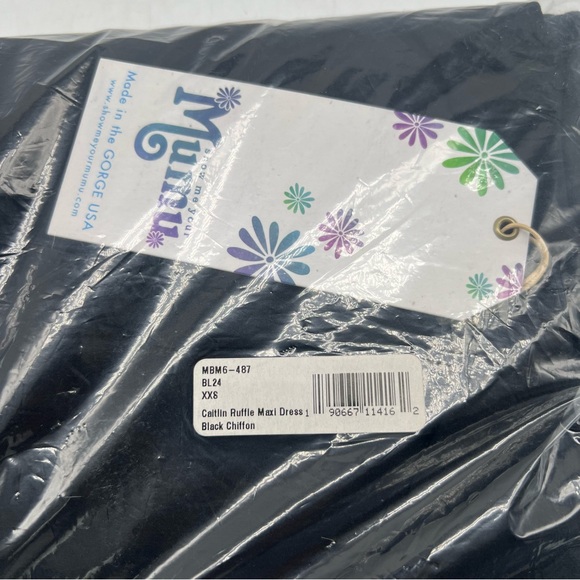 Show me your mumu caitlin ruffle maxi dress black chiffon size xxs and xs - Picture 9 of 10